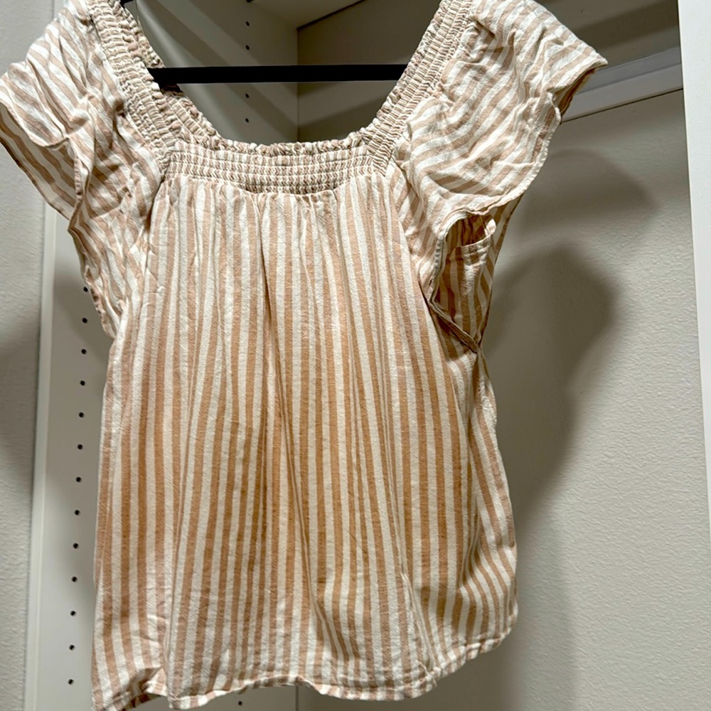 Short sleeve striped blouse